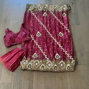 Crimson and gold saree